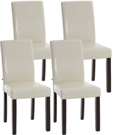 TPFLiving 4er Set Esszimmerstuhl Ines Kunstleder Gestell Holz Dunkelbraun